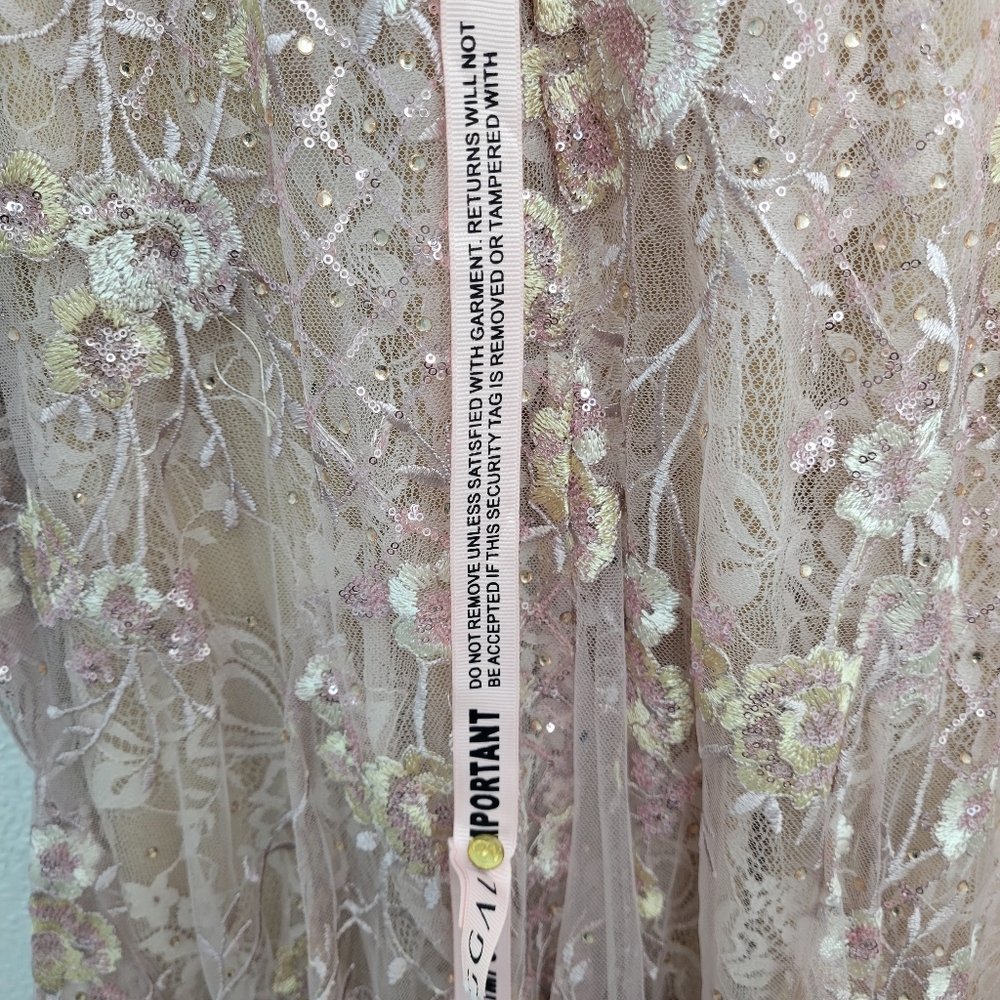 Mac Duggal 67481 Pink Floral Embellished Sleeveless Plunge Neck Gown NWT Size 4 - Picture 8 of 15